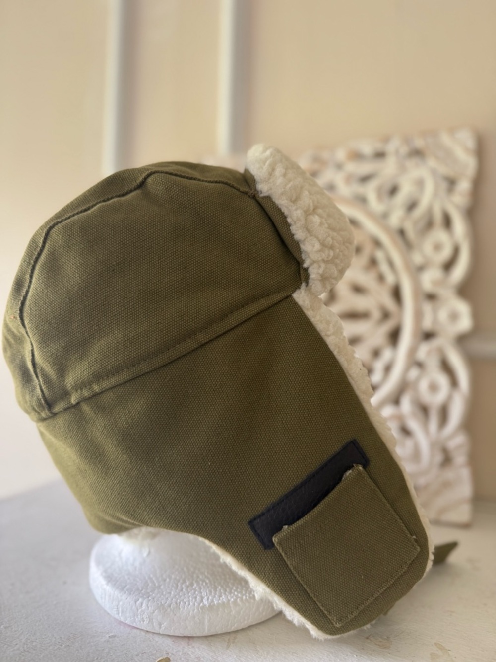 Stetson Trapper Hat Green with Cream Sherpa Trim - Picture 2 of 5